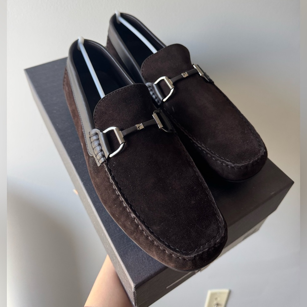 Ermenegildo Zegna Men Brown Suede Size 9 Driver Loafer